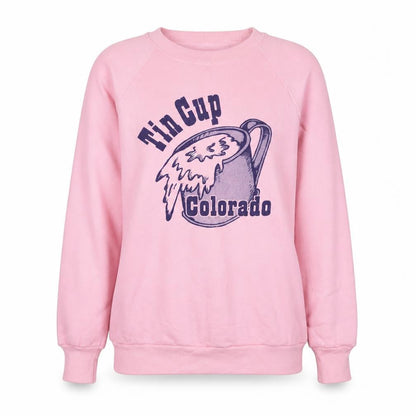 Fruit of the Loom Women Pink Tin Cup Colorado Pullover Sweatshirt L