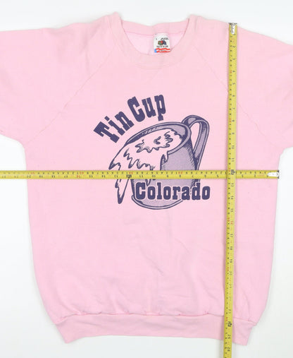 Fruit of the Loom Women Pink Tin Cup Colorado Pullover Sweatshirt L