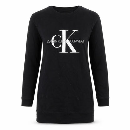 Calvin Klein Women Black Cotton Long Sleeve T-Shirt Dress S