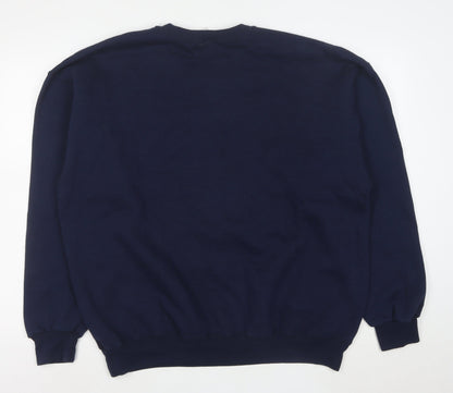 Soffe Men’s Navy Blue XL Crew Neck Pullover Sweatshirt Navy Dad Graphic