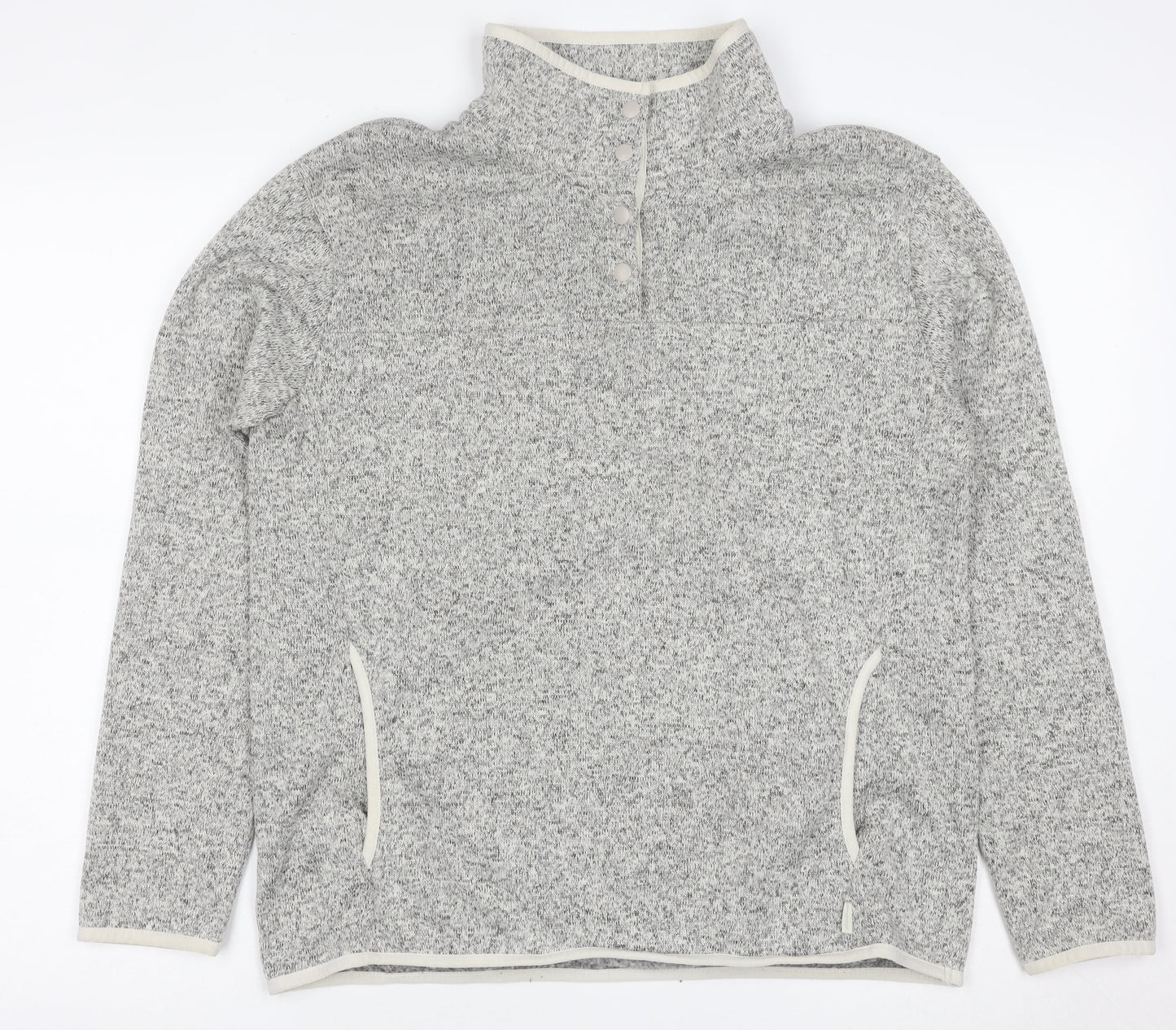 Eddie Bauer Mens Grey Fleece Henley Sweatshirt Size L