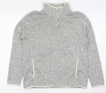 Eddie Bauer Mens Grey Fleece Henley Sweatshirt Size L