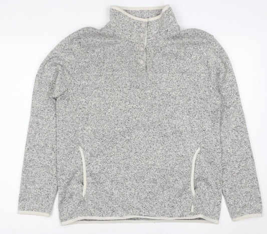 Eddie Bauer Mens Grey Fleece Henley Sweatshirt Size L
