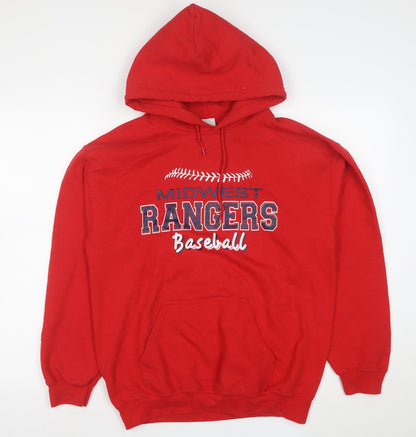 Gildan Men's Red Pullover Hoodie Midwest Rangers Baseball M