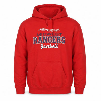 Gildan Men's Red Pullover Hoodie Midwest Rangers Baseball M