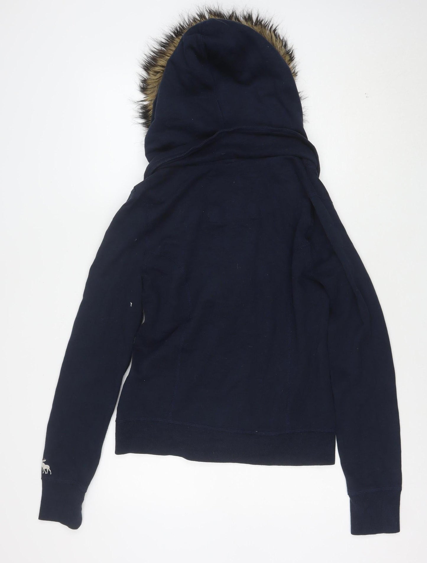 Abercrombie & Fitch Women’s Blue L Faux Fur Hooded Bomber Jacket