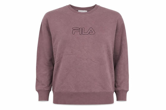 Front view of Fila women’s mauve sweatshirt uk l cotton blend pullover crew neck