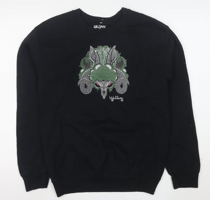 Gildan Women's Black S Pullover Sweatshirt with Graphic Design