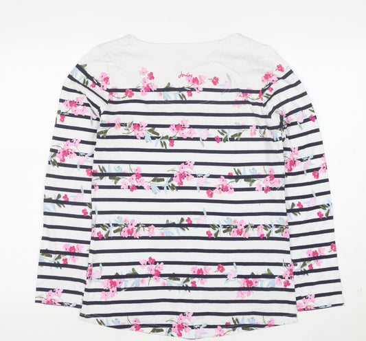 Joules Womens White Floral Striped Long Sleeve Cotton Top UK 8