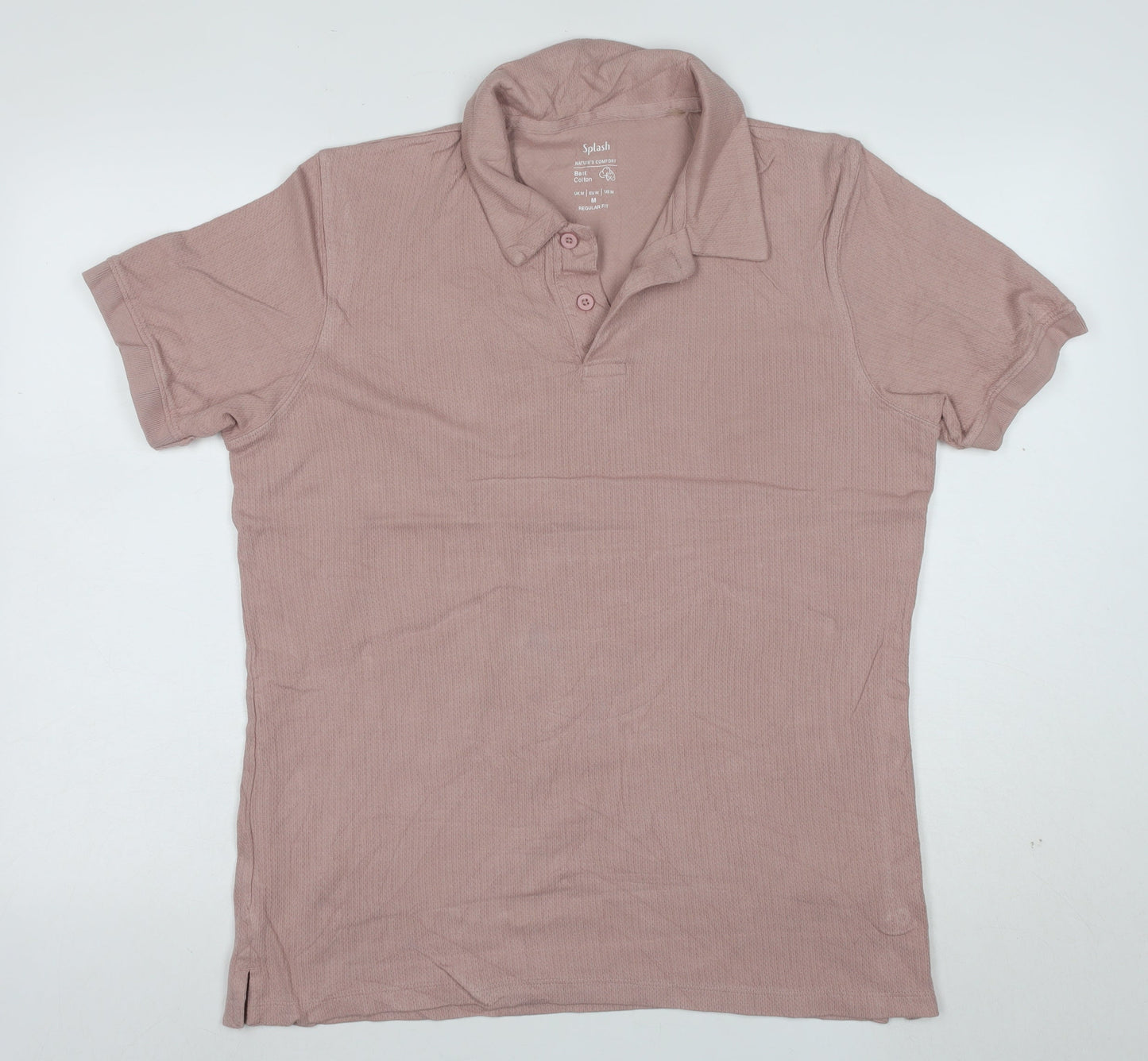 Splash Men's Beige Cotton Polo Shirt Regular Fit Size M