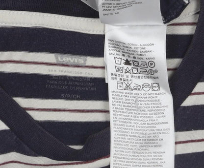 Levi's Men's Navy White Striped Cotton Crew Neck T-Shirt Size S