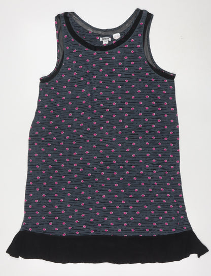 DKNY Women's Grey Polka Dot Tank Dress M Sleeveless Jersey