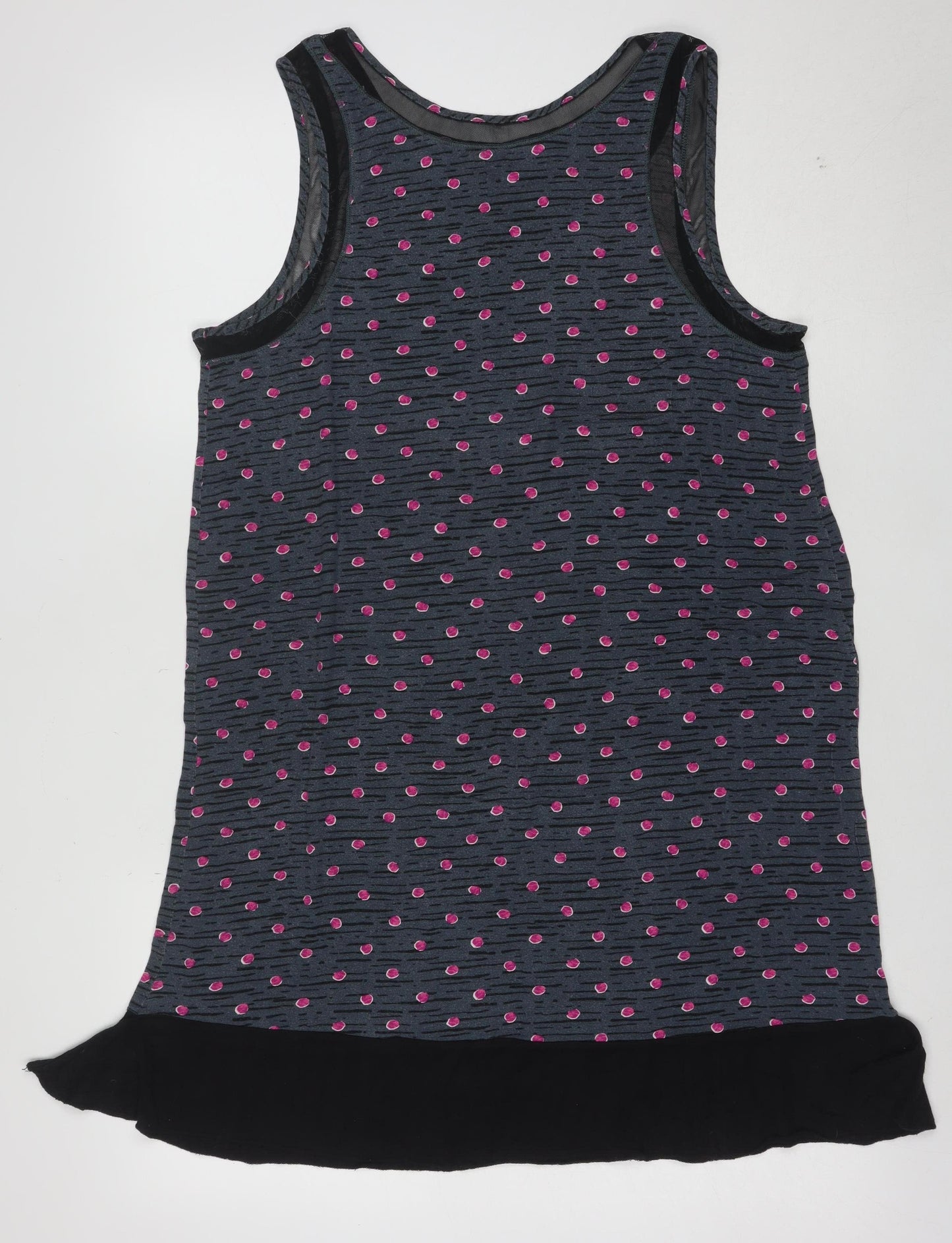 DKNY Women's Grey Polka Dot Tank Dress M Sleeveless Jersey