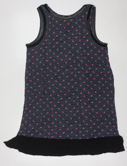 DKNY Women's Grey Polka Dot Tank Dress M Sleeveless Jersey