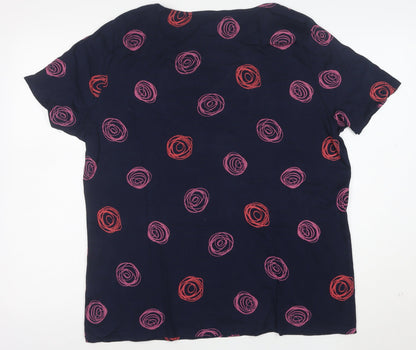 Love Tees Women's Blue Pink Print V-Neck Cotton T-Shirt Size 20