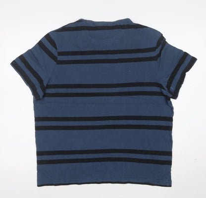 Farah 1920 Men's Blue Striped Cotton Short Sleeve T-Shirt Size L