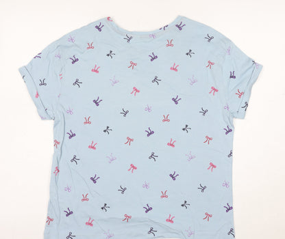 Marks and Spencer Women's Blue Bow Print Cotton T-Shirt M