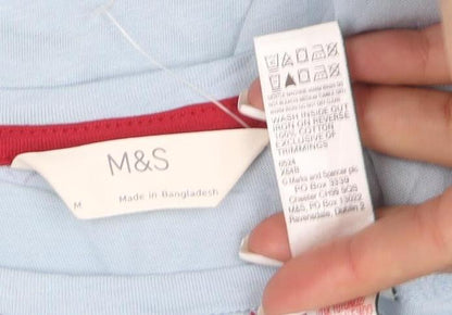 Marks and Spencer Women's Blue Bow Print Cotton T-Shirt M