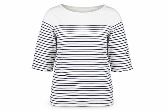 Precis Women’s White Striped 3/4 Sleeve Boat Neck Blouse Size L