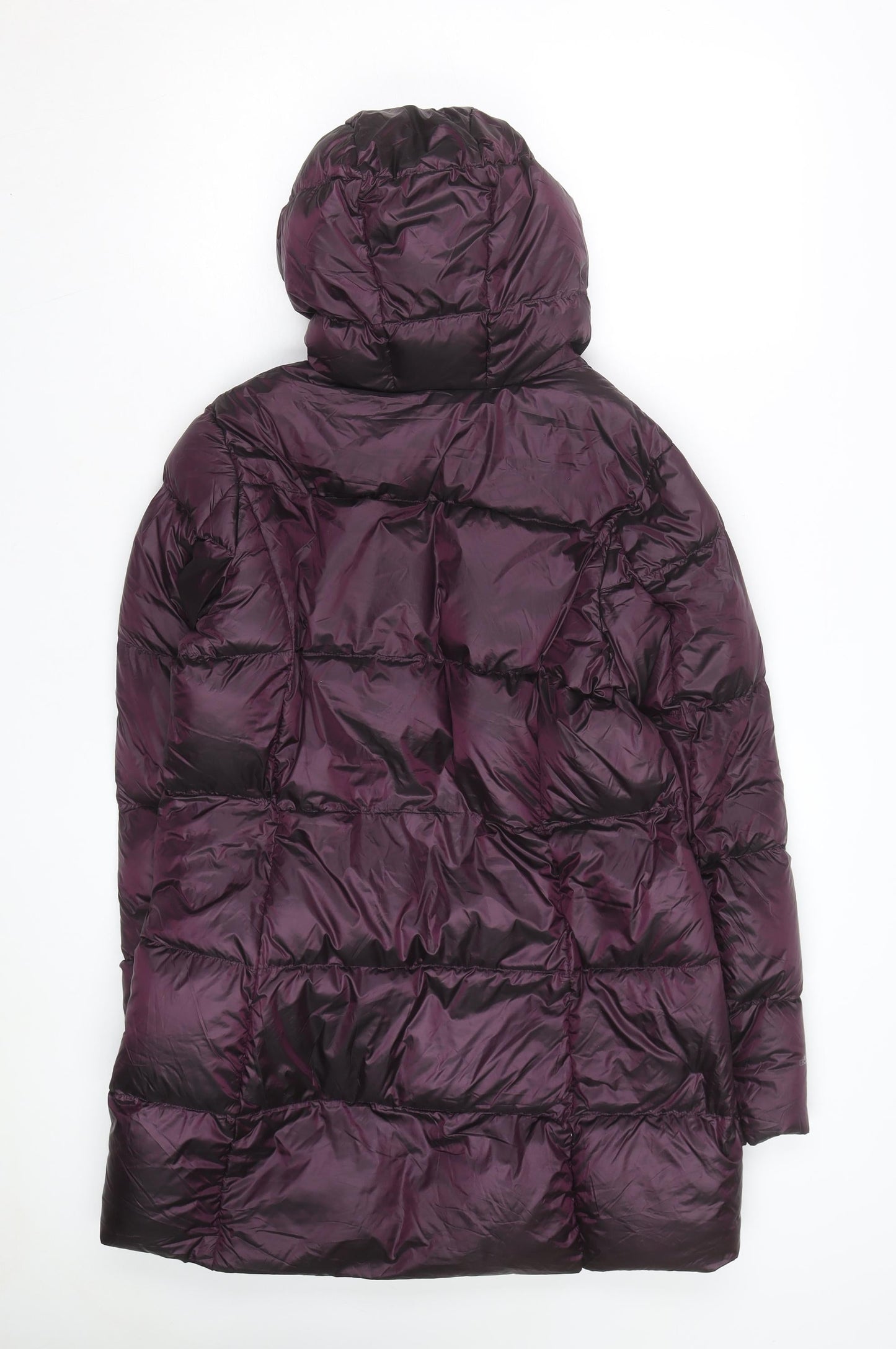 Eddie Bauer Women’s Purple Long Puffer Coat Hooded Down Size L
