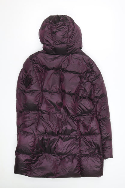 Eddie Bauer Women’s Purple Long Puffer Coat Hooded Down Size L