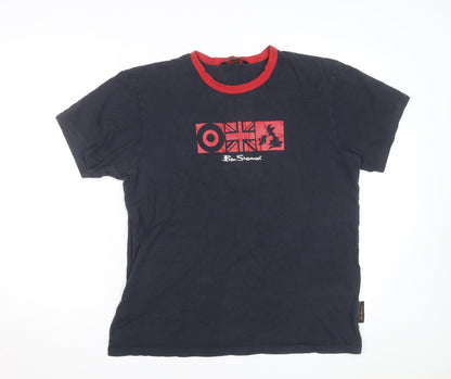 Ben Sherman Men's Blue Red Ringer Graphic T-Shirt Size L Patriotic