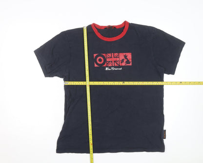 Ben Sherman Men's Blue Red Ringer Graphic T-Shirt Size L Patriotic