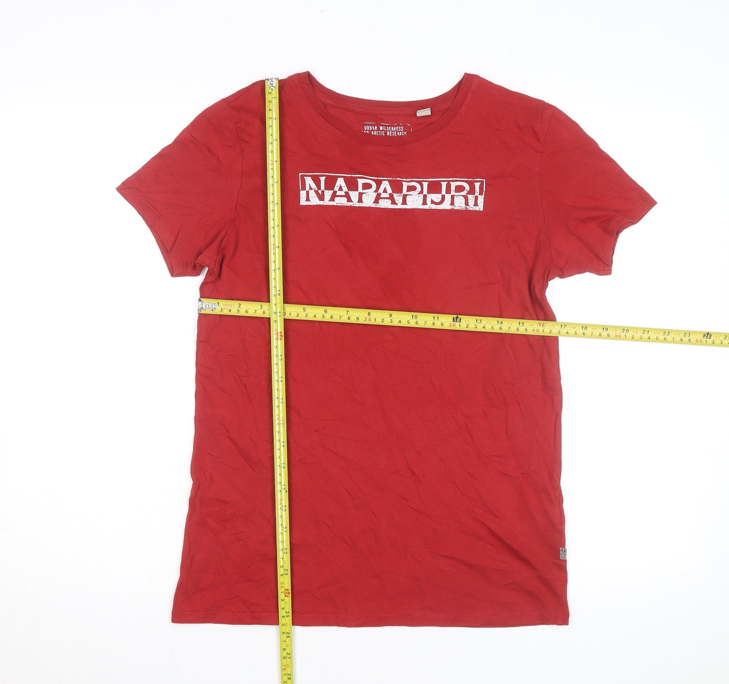 Napapijri Womens Red Cotton Crew Neck Short Sleeve T-Shirt Size 14