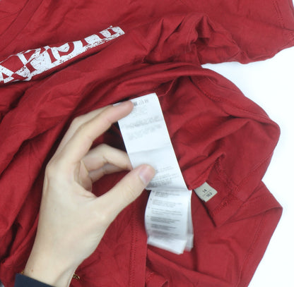 Napapijri Womens Red Cotton Crew Neck Short Sleeve T-Shirt Size 14