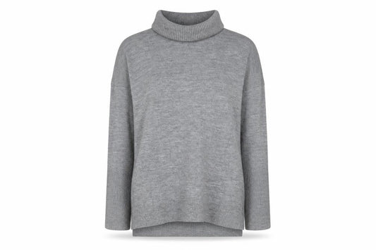 Front view of French Connection Women's Grey Roll Neck Wool Blend Jumper M