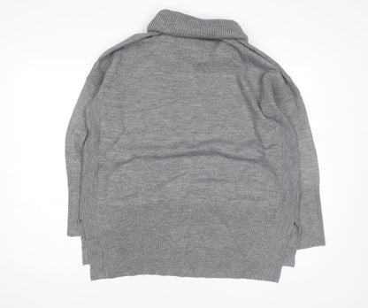 French Connection Women's Grey Roll Neck Wool Blend Jumper M