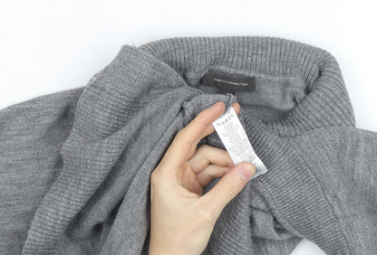 French Connection Women's Grey Roll Neck Wool Blend Jumper M