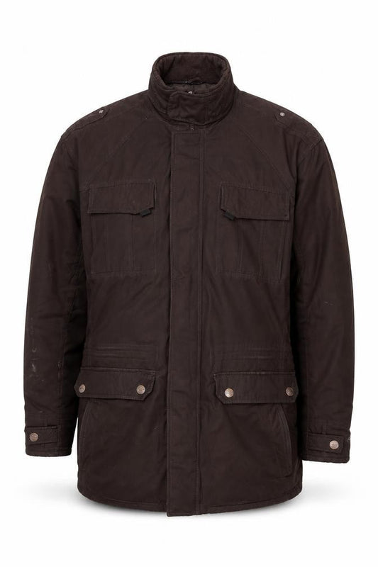 KAM Men Brown 2XL Parka Jacket Cotton Polyester Lined Zip Casual