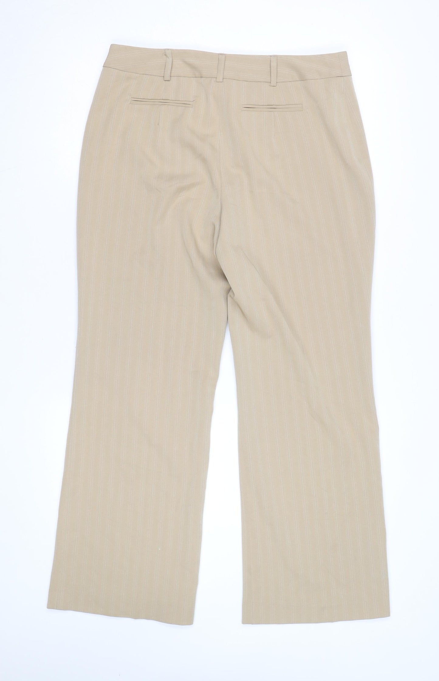 Beechbrook Women's Beige Pinstripe Trousers Size 10 Straight Leg