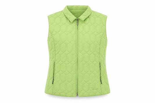 Grenouille Womens Green Quilted Waistcoat Size 20 Sleeveless Zip Pockets