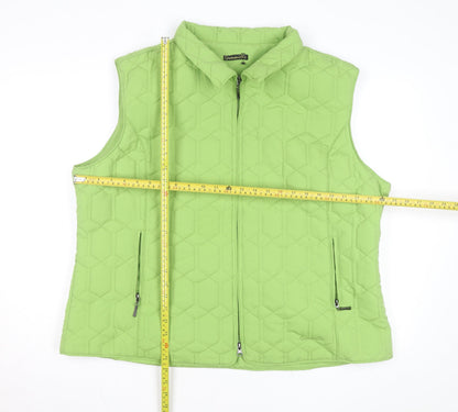 Grenouille Womens Green Quilted Waistcoat Size 20 Sleeveless Zip Pockets
