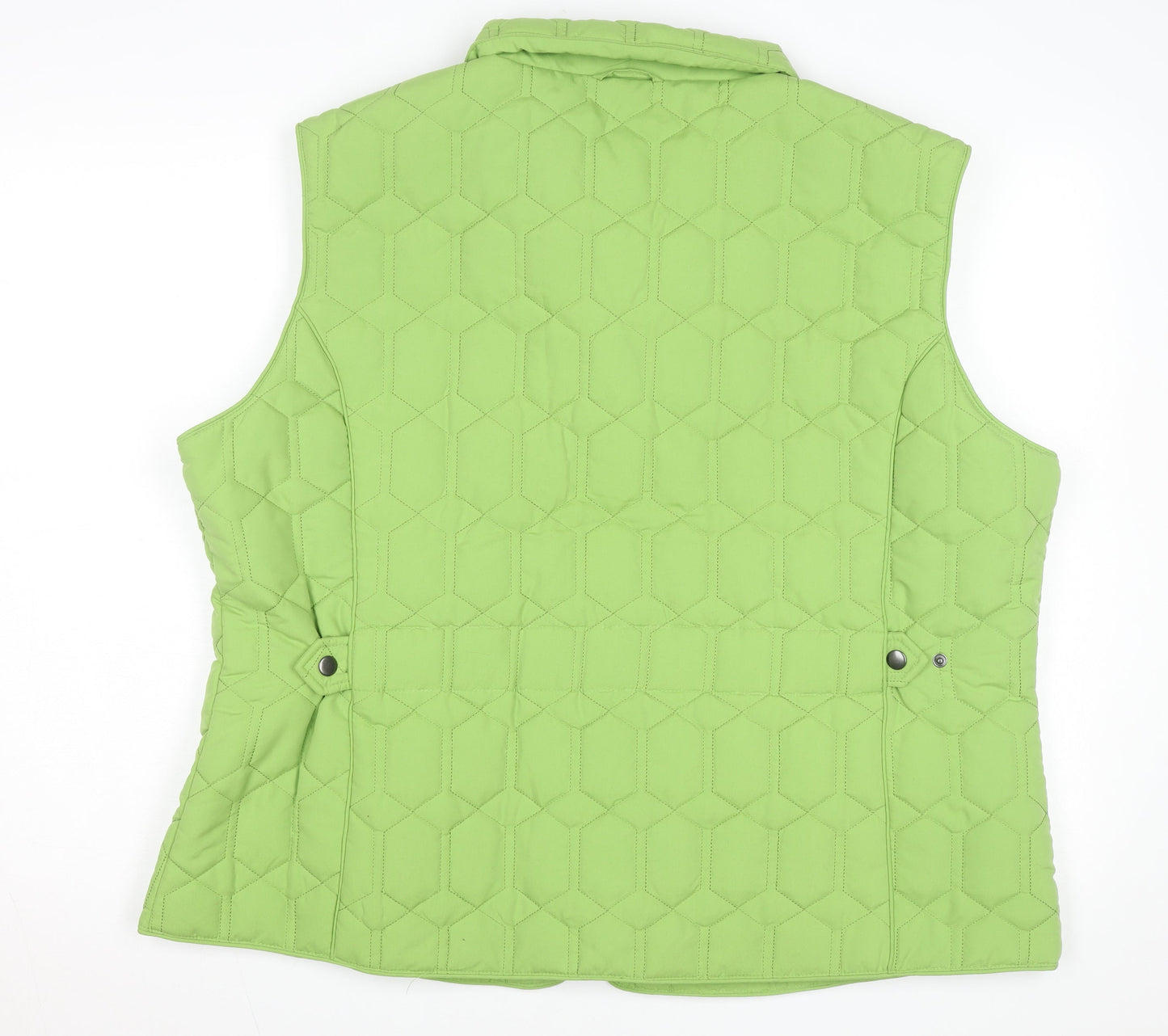 Grenouille Womens Green Quilted Waistcoat Size 20 Sleeveless Zip Pockets