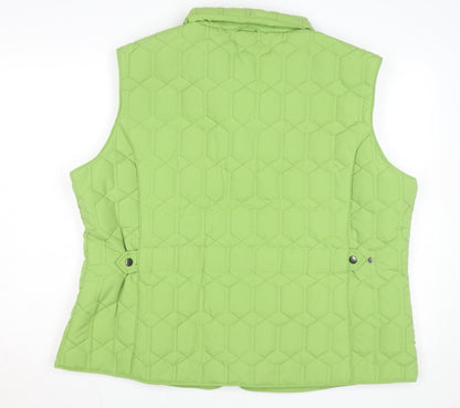 Grenouille Womens Green Quilted Waistcoat Size 20 Sleeveless Zip Pockets