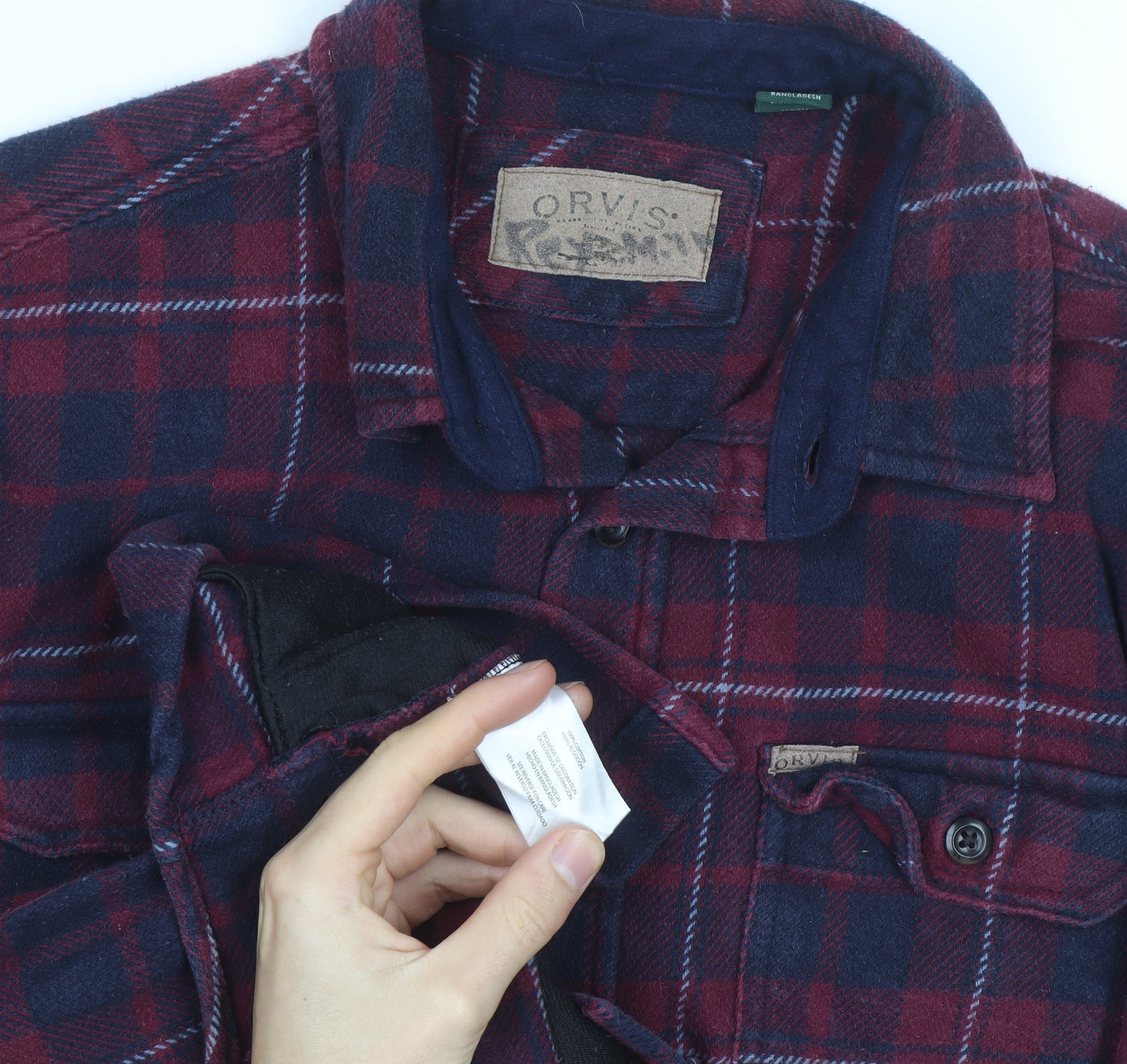 Orvis Men's Red Check Flannel Long Sleeve Button-Up Shirt Size L