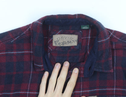 Orvis Men's Red Check Flannel Long Sleeve Button-Up Shirt Size L