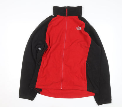 The North Face Men's Red and Black Full Zip Fleece Jacket Size L
