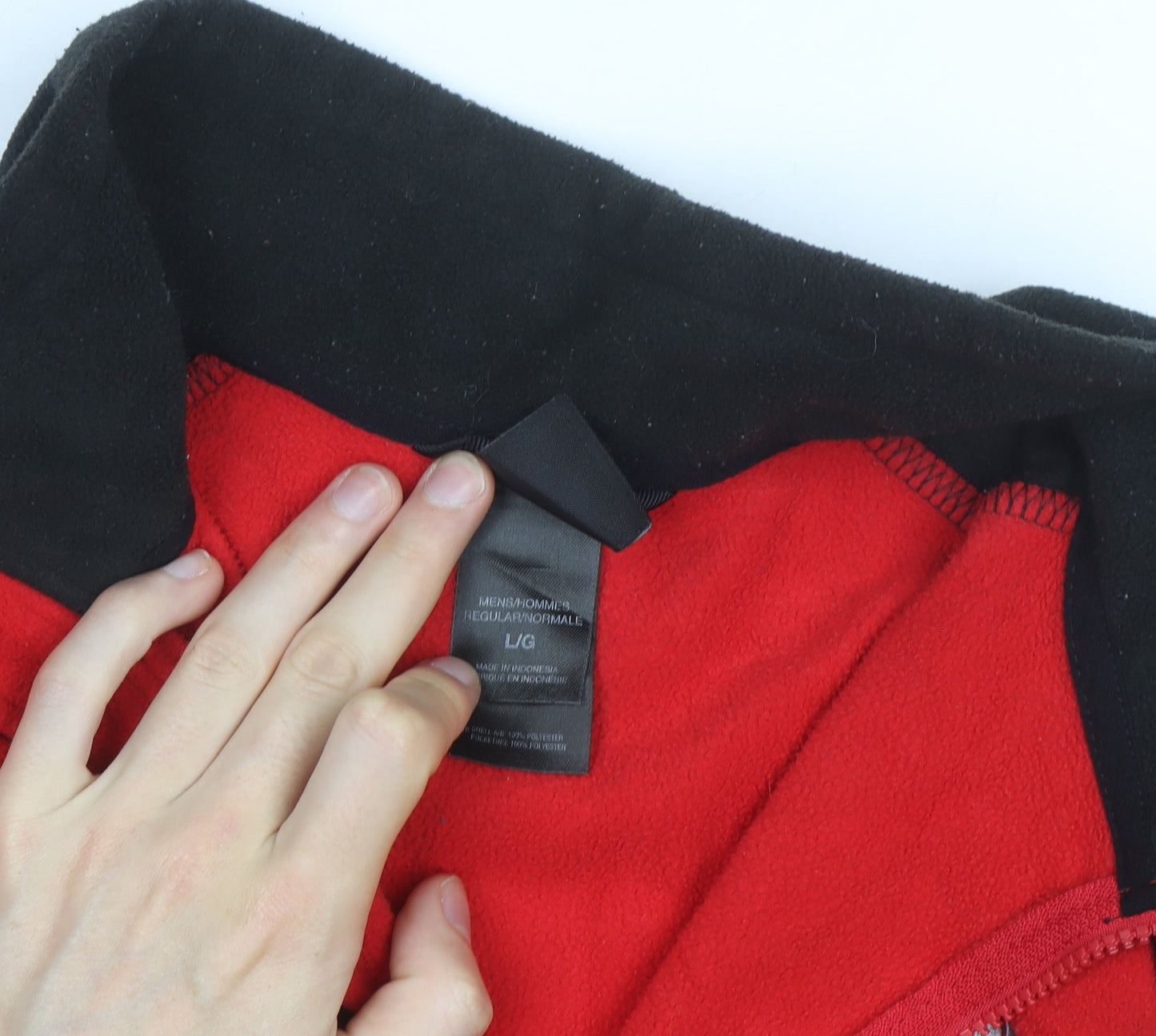 The North Face Men's Red and Black Full Zip Fleece Jacket Size L