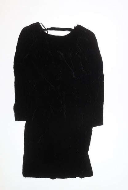 Galleria Women’s Black Velvet Bodycon Dress Size M Long Sleeve Vintage