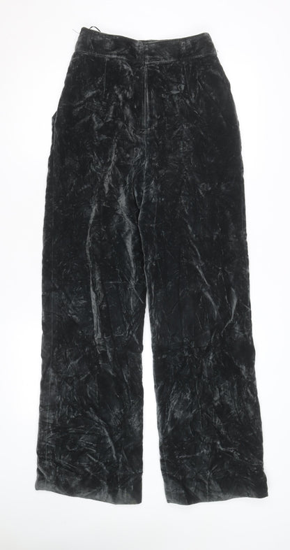 Bonwit Teller Womens Black Velvet Wide-Leg High Rise Formal Trousers Size 10