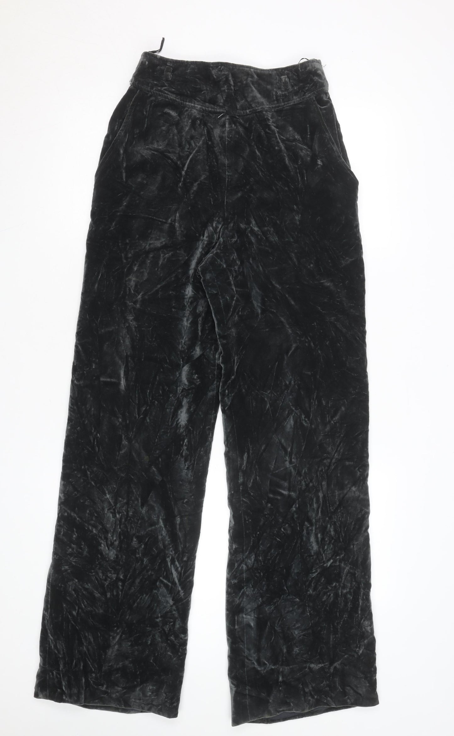 Bonwit Teller Womens Black Velvet Wide-Leg High Rise Formal Trousers Size 10