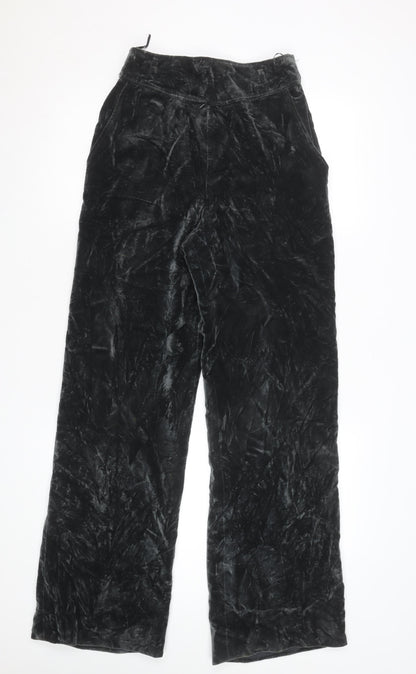 Bonwit Teller Womens Black Velvet Wide-Leg High Rise Formal Trousers Size 10