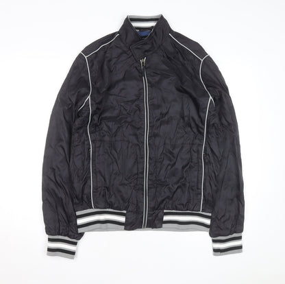 LE MERCIER Mens Black L Bomber Jacket Polyester Zip Casual