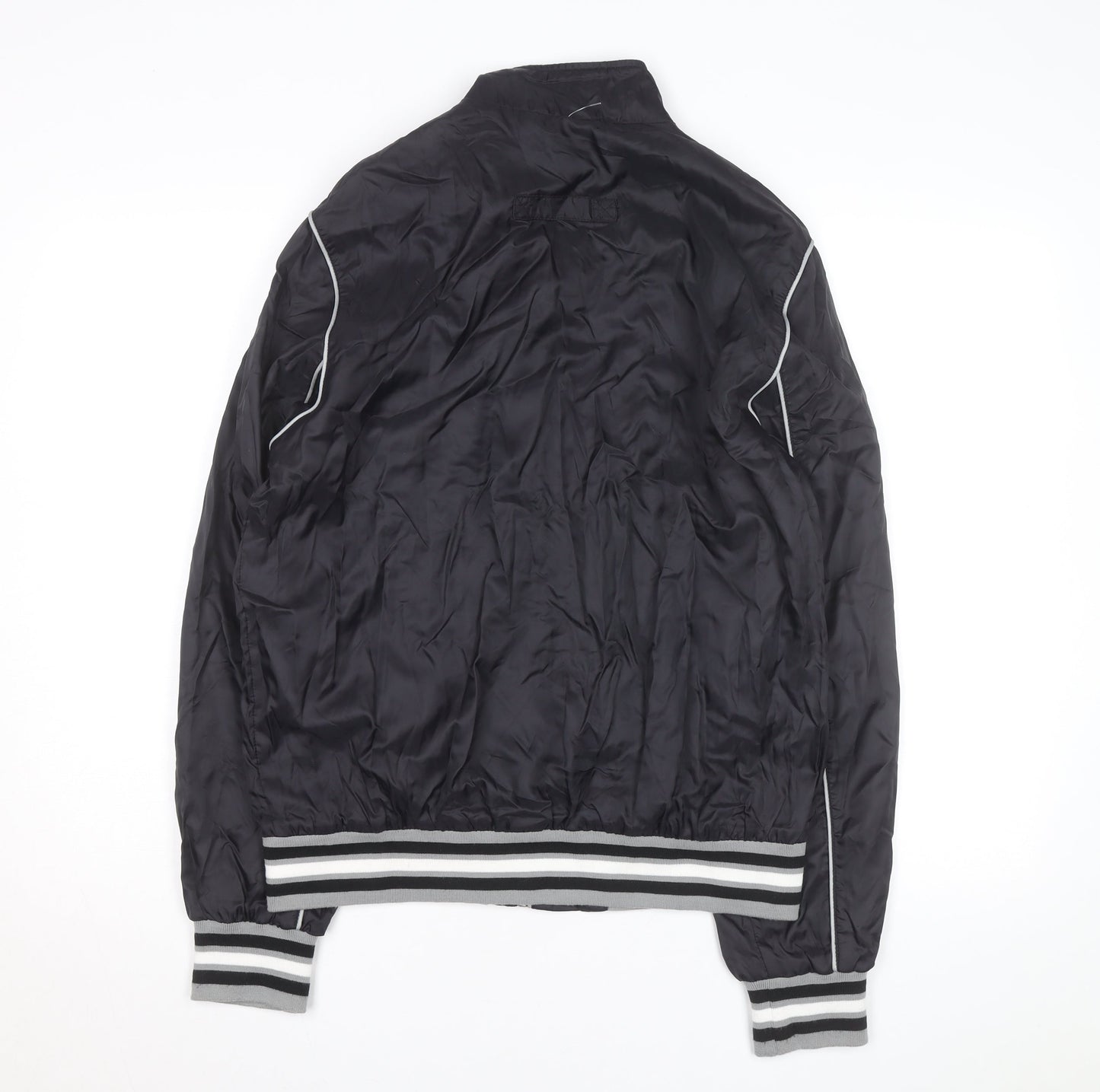 LE MERCIER Mens Black L Bomber Jacket Polyester Zip Casual