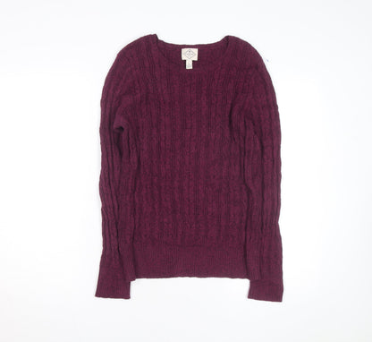 St. John's Bay Men's Purple Cable-Knit Cotton Jumper Size L
