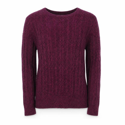 St. John's Bay Men's Purple Cable-Knit Cotton Jumper Size L